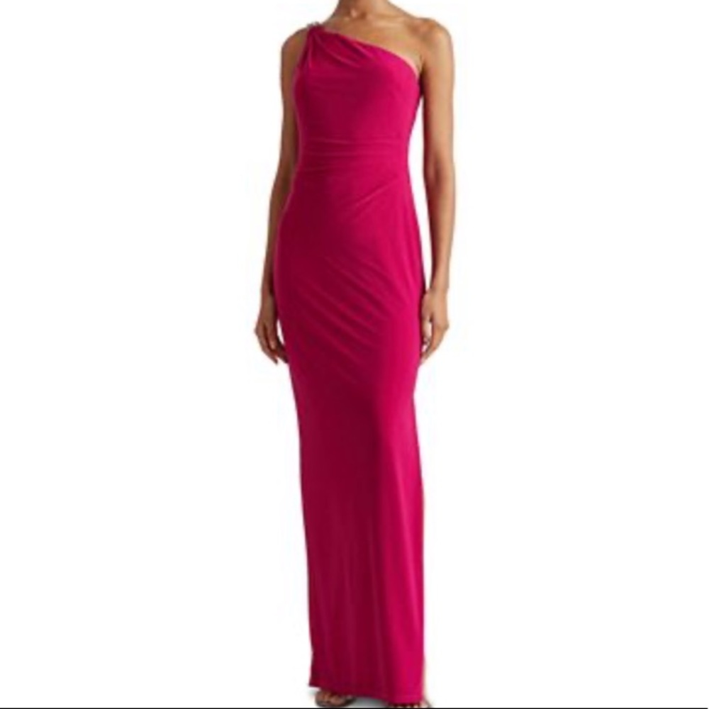 Lauren Ralph Lauren Jersey One-Shoulder Gown